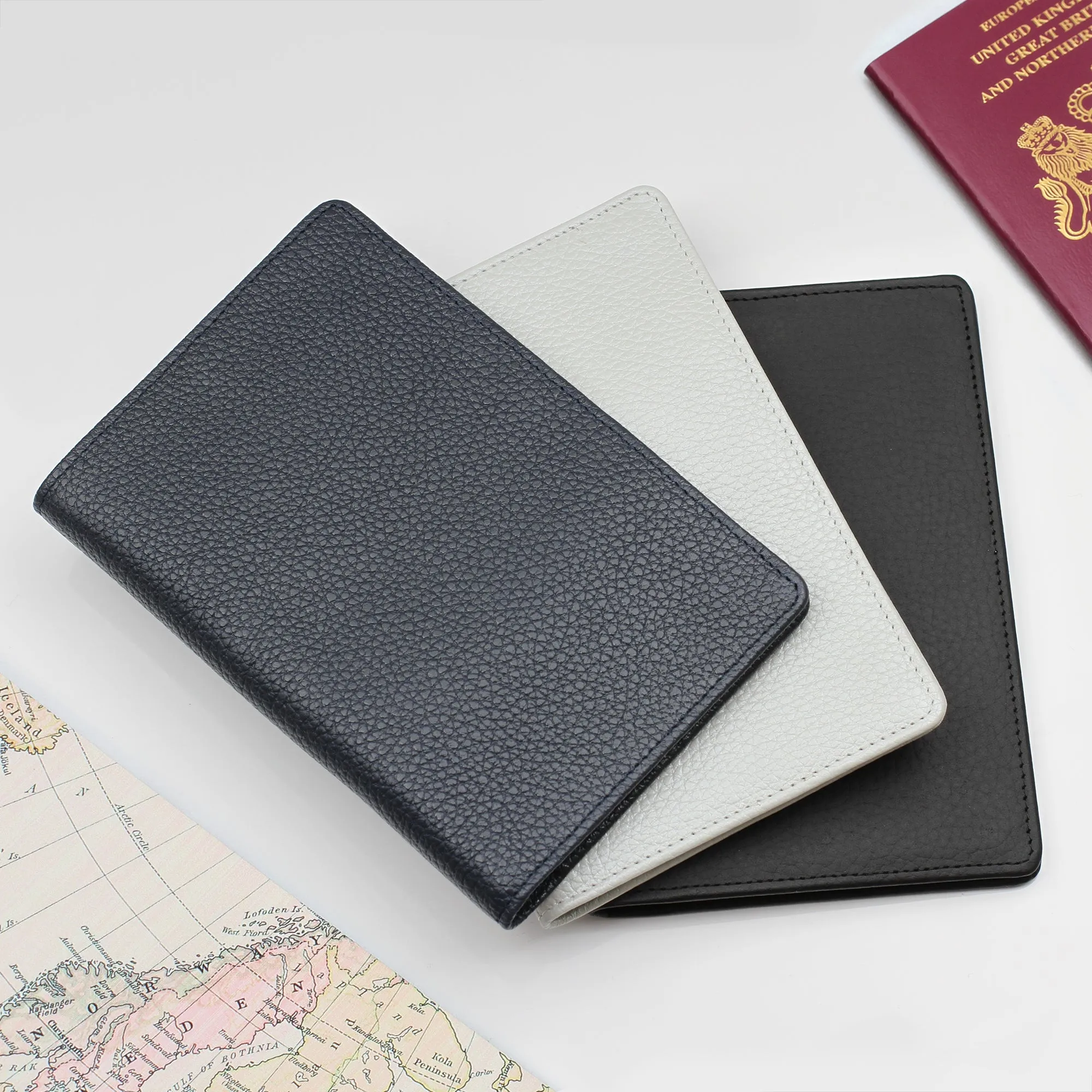 Luxury Leather Embossed Large Initial Passport Holder