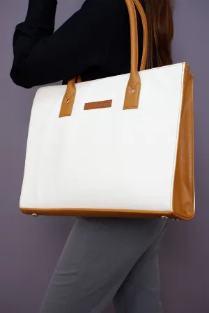 MADELINE Croc Embossed Shoulder Bag in Off White