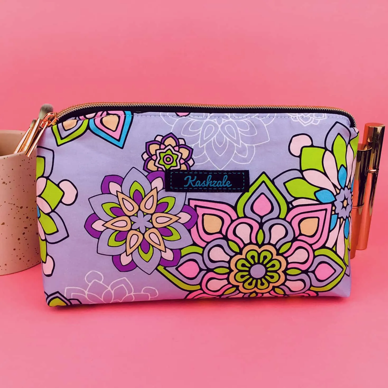 Mandala Magnifica Mauve Medium Makeup Bag.  Exclusive Design.