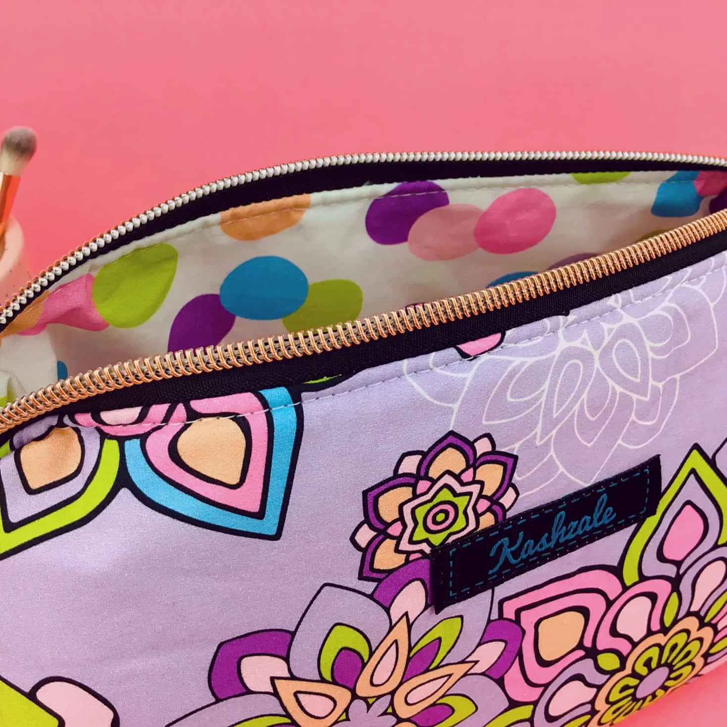 Mandala Magnifica Mauve Medium Makeup Bag.  Exclusive Design.