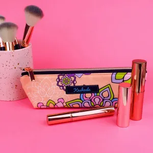 Mandala Magnifica Peach Makeup Brush Bag. Exclusive Design.
