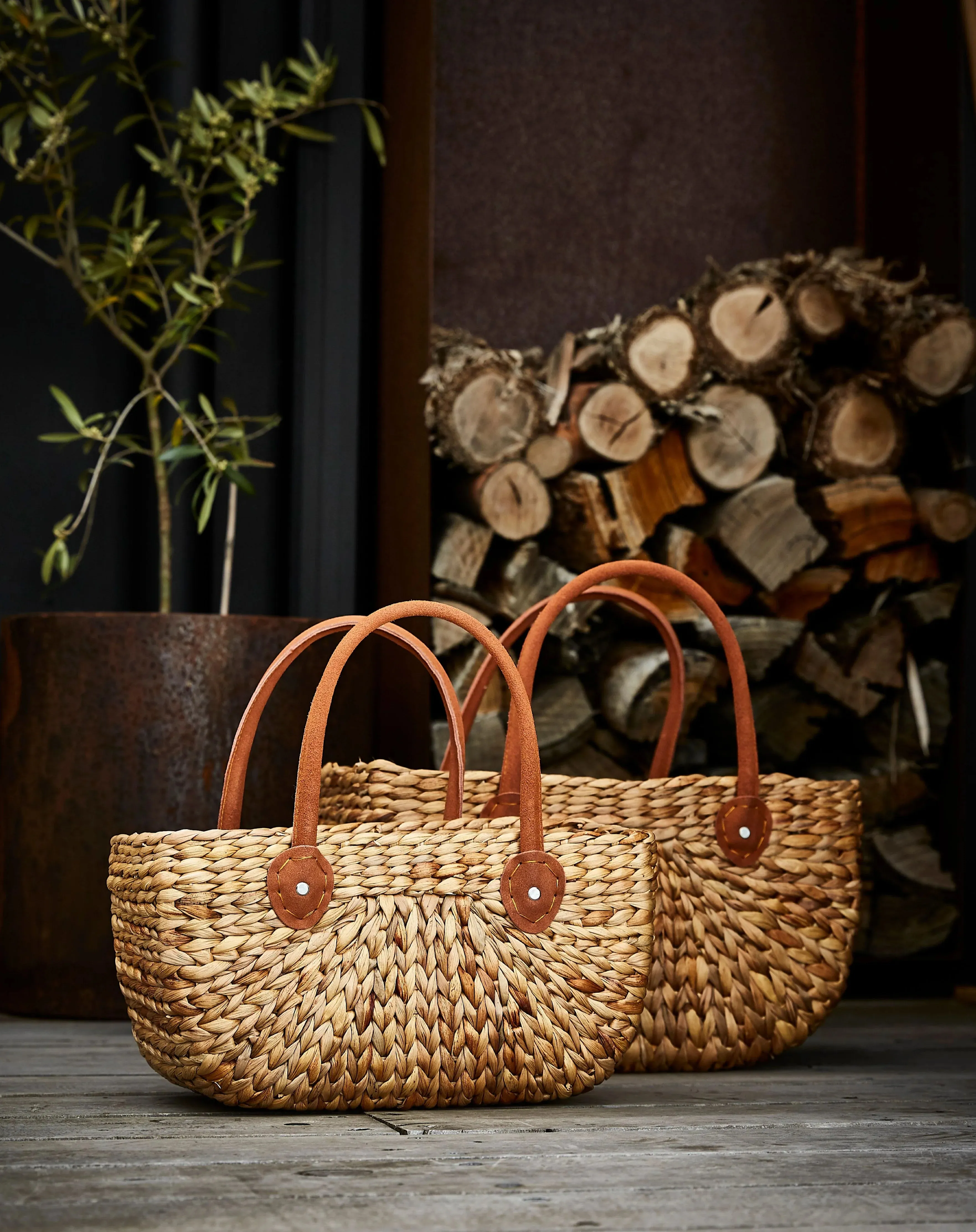Market Basket Tan Suede Handles Large
