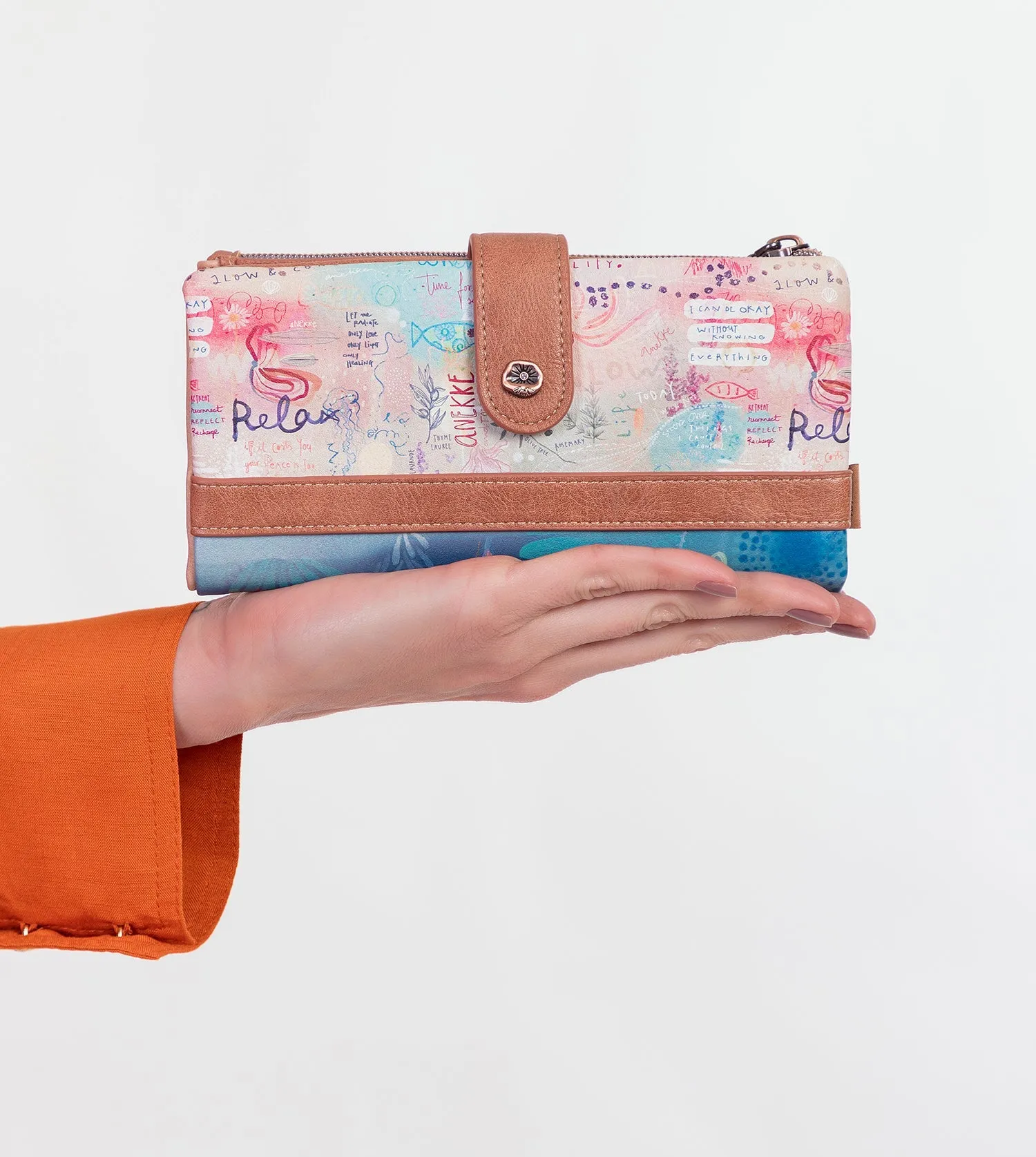 Mediterranean Large flexible fabric wallet