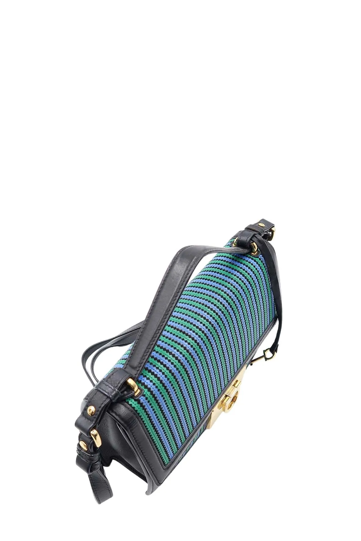Medium Aileen Shoulder Bag with Blue Stripes Blue
