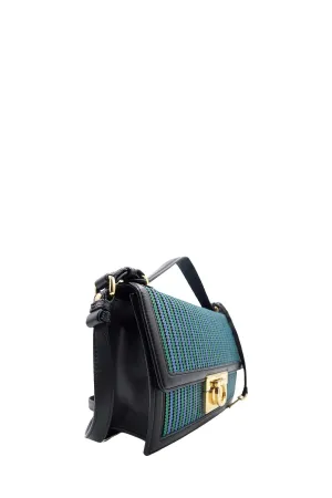 Medium Aileen Shoulder Bag with Blue Stripes Blue