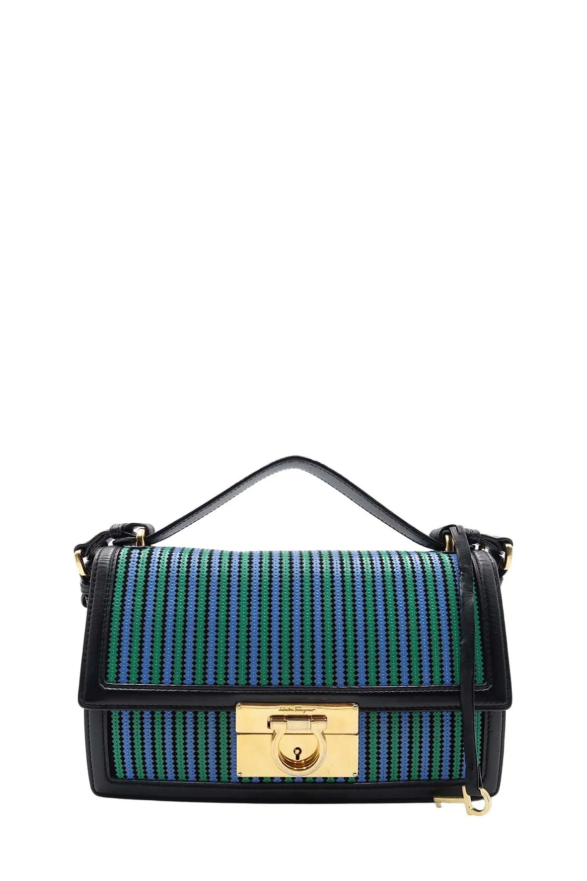 Medium Aileen Shoulder Bag with Blue Stripes Blue