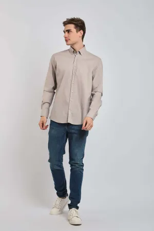 Men Shirt Regular Fit Poplin Cotton Grey
