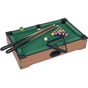 Mini Table Top Pool Set Green Fabric Plastic Wood Balls