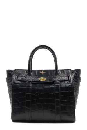 Mini Zipped Bayswater Crocodile Embossed Black