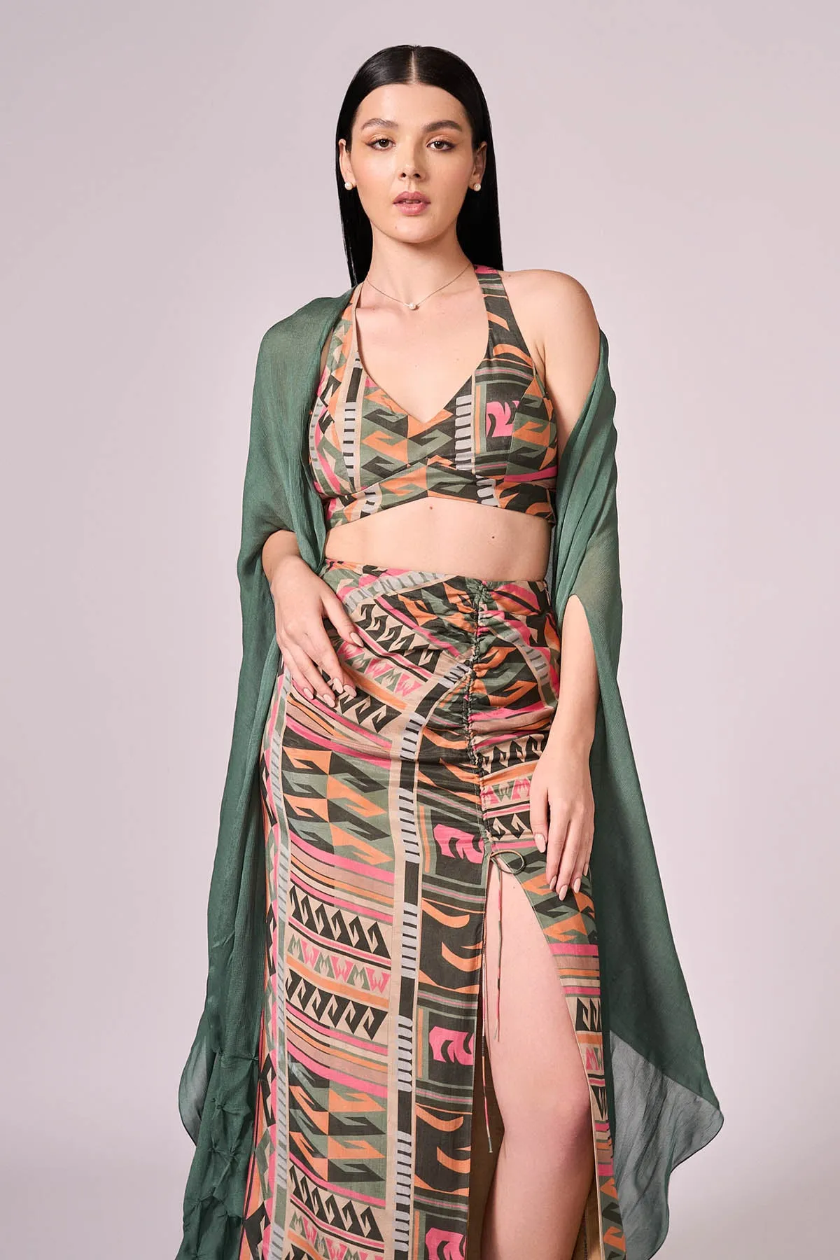 Multicolor Geometric Print Skirt