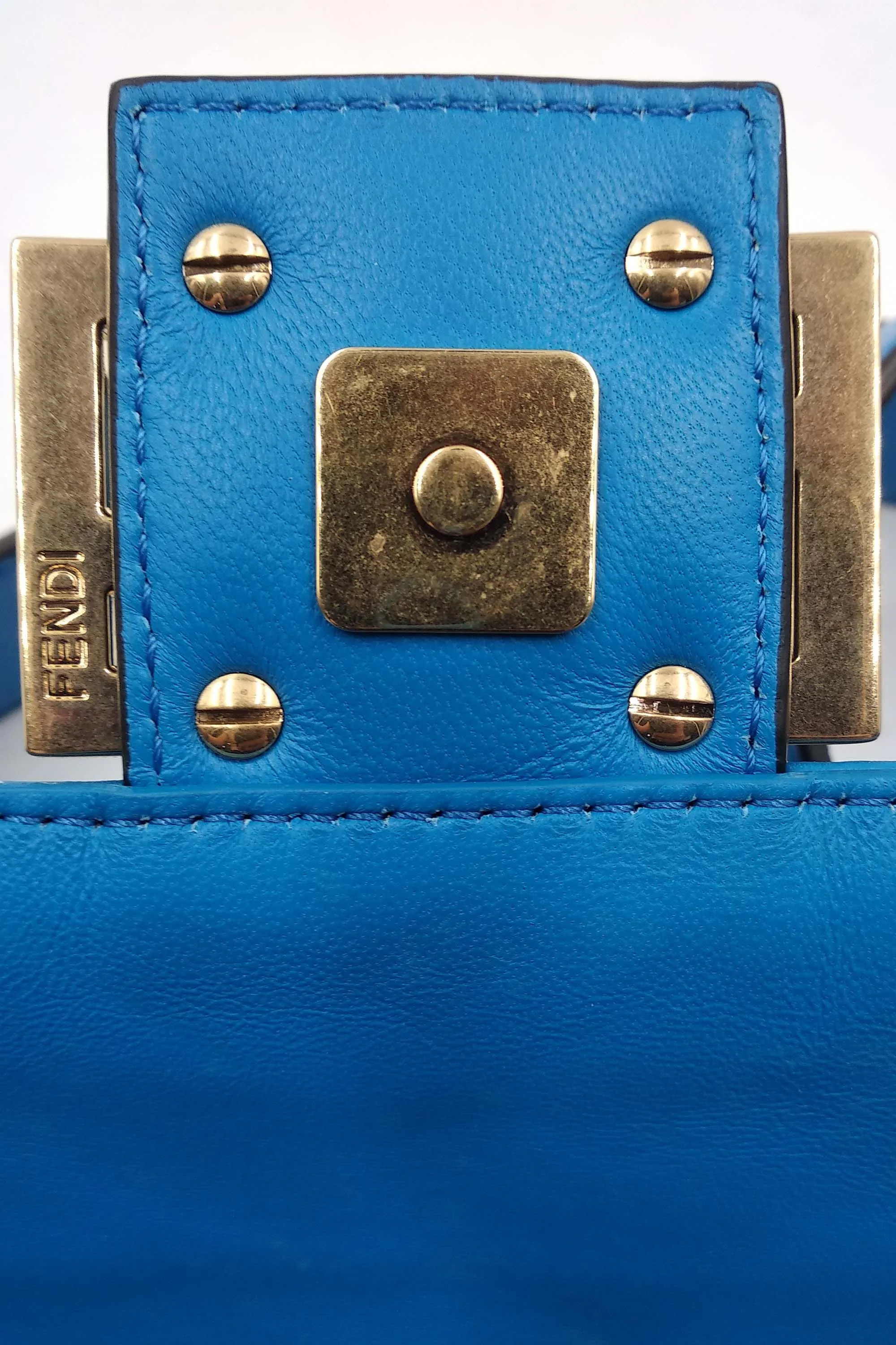 Nappa Embossed FF 1974 Baguette Royal Blue