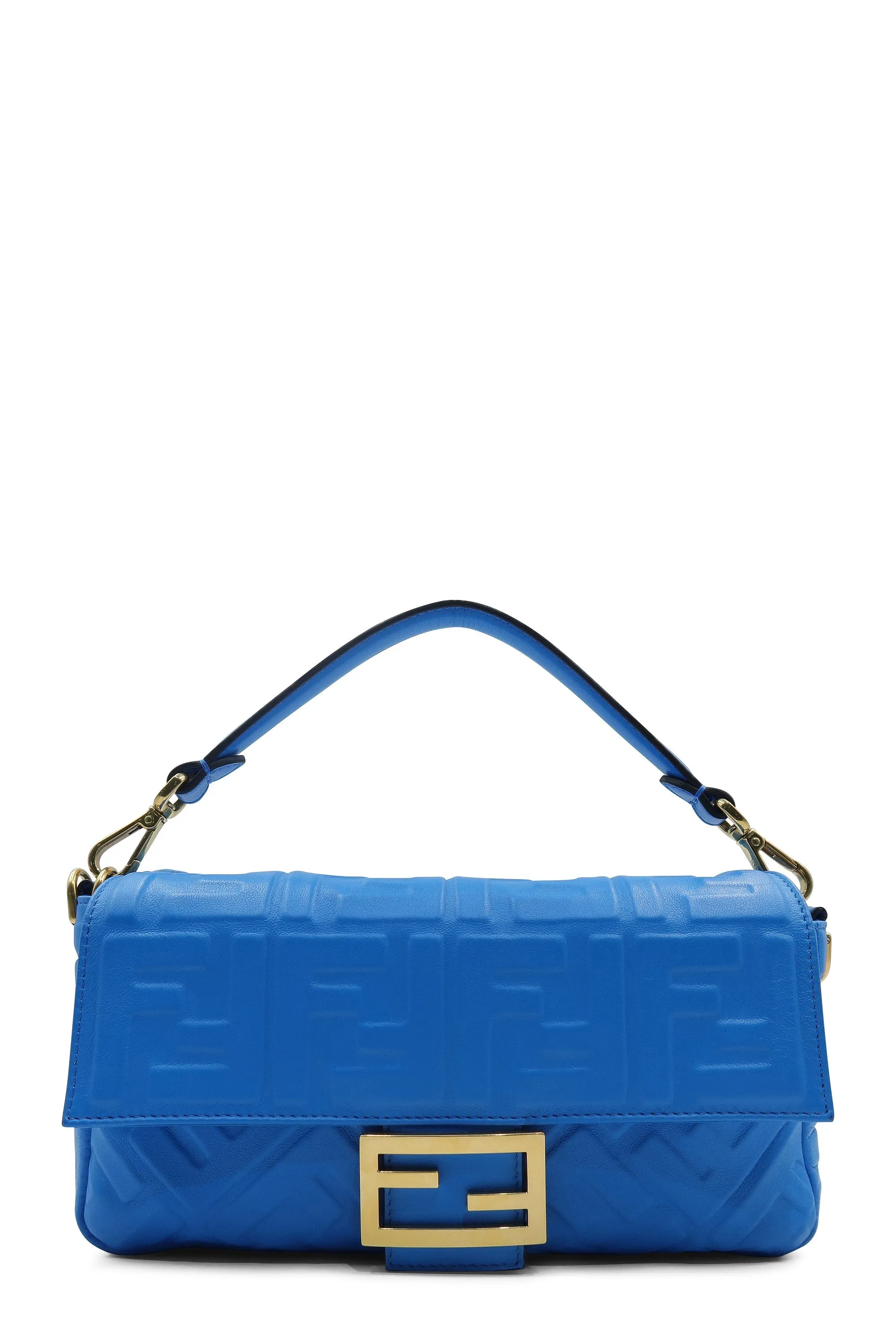 Nappa Embossed FF 1974 Baguette Royal Blue
