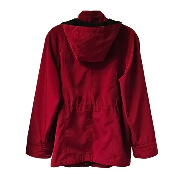 NAUTICA Women's Soft Shell Plus Size  Dark Cranberry Red  &amp; Black  Winter Jacket
