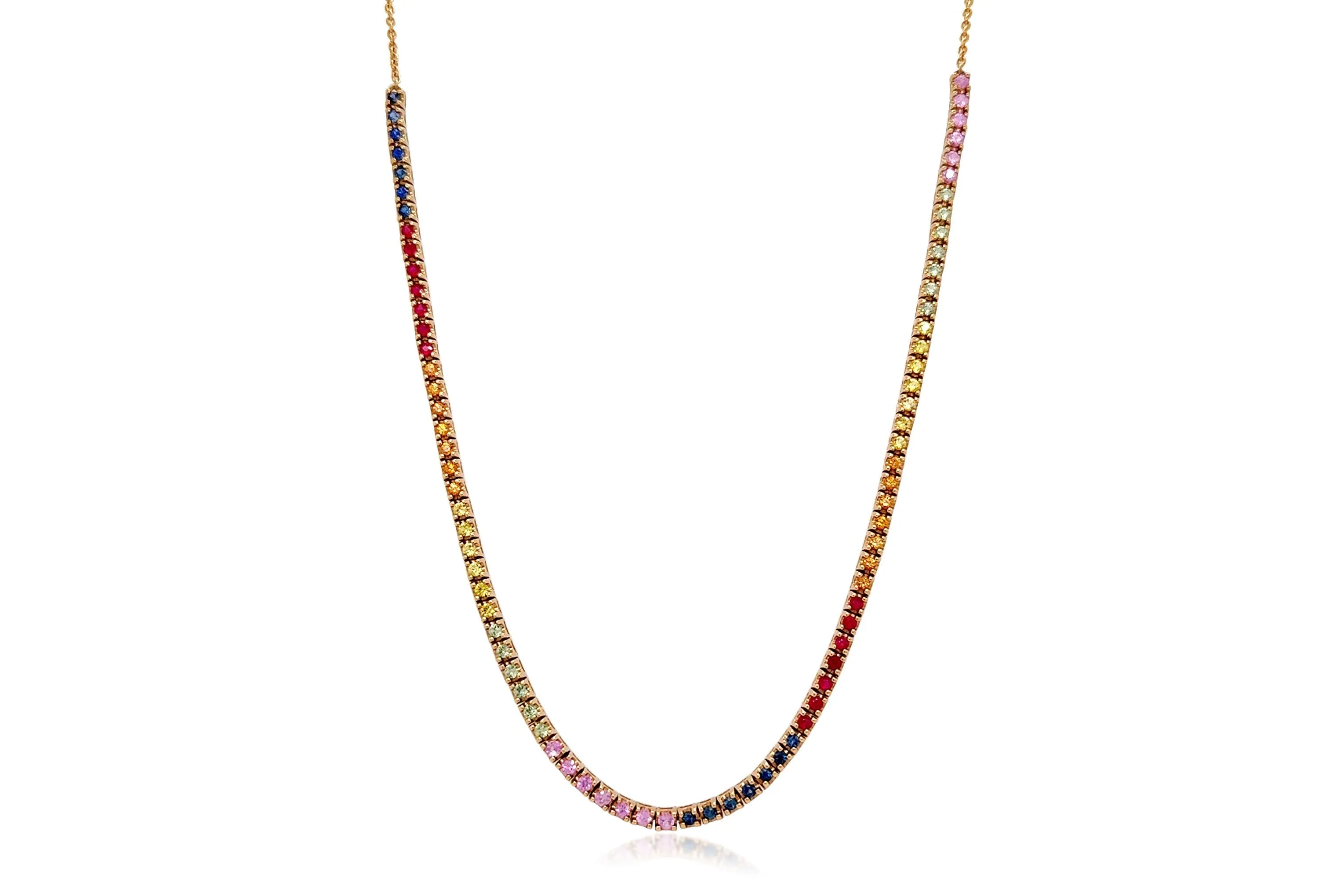 Necklace 18k Gold Multicolor Sapphires & DiamondsTennis