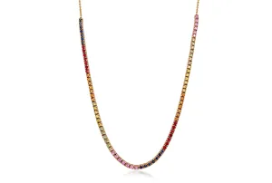 Necklace 18k Gold Multicolor Sapphires & DiamondsTennis