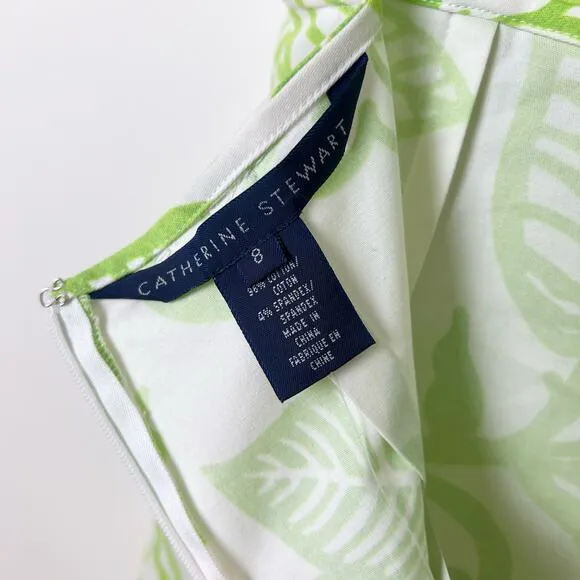 NEW Deadstock Y2K Green Floral Cotton Knee-Length Dress 8 Hawaiian Coconut Girl
