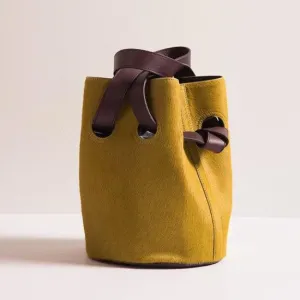 Niche retro circle hit color portable bucket bag