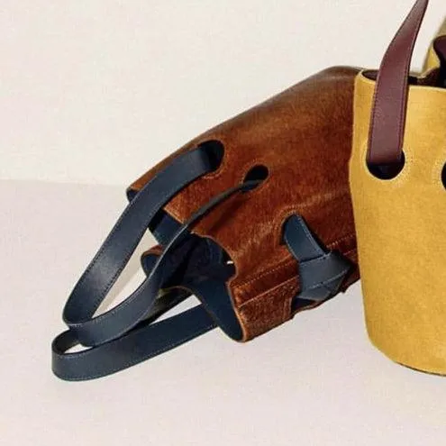 Niche retro circle hit color portable bucket bag
