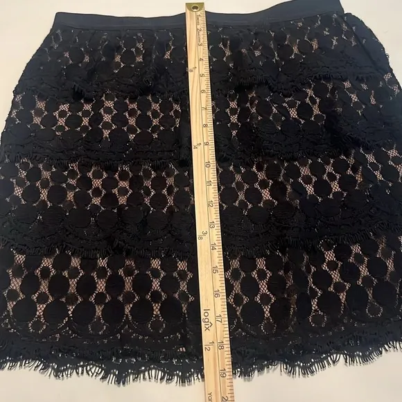 NWT Ann Taylor Petite Eyelash Lace Skirt Black &amp; Tan Size 10P