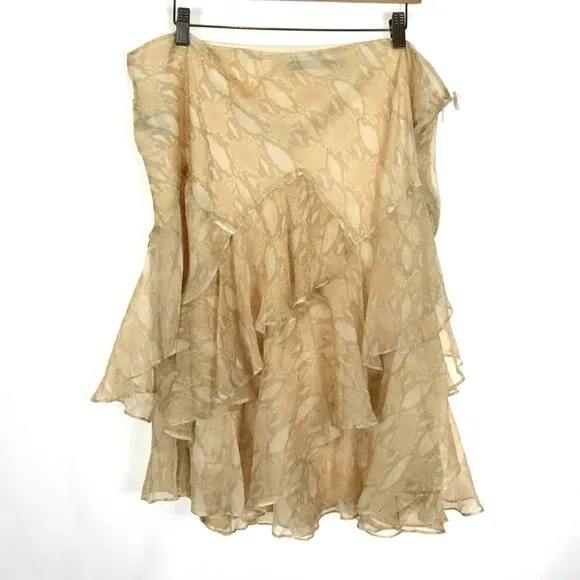 NWT Womens Plus Size 16W Lauren Ralph Lauren Georgette Python Print Tiered Skirt