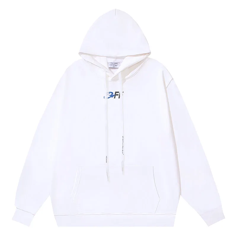 Off White Logo Embroidered Drawstring Hoodie
