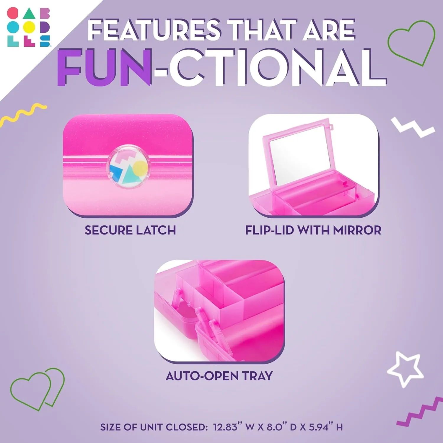 On-The-Go Girl Makeup Box, Hard Plastic Makeup Organizer Box, Built-In Mirror, Secure Latch for Safe Travel, Spacious Storage for Large Items