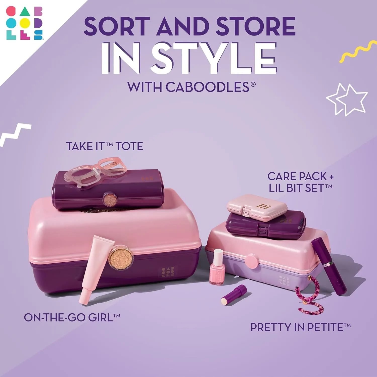 On-The-Go Girl Makeup Box, Hard Plastic Makeup Organizer Box, Built-In Mirror, Secure Latch for Safe Travel, Spacious Storage for Large Items
