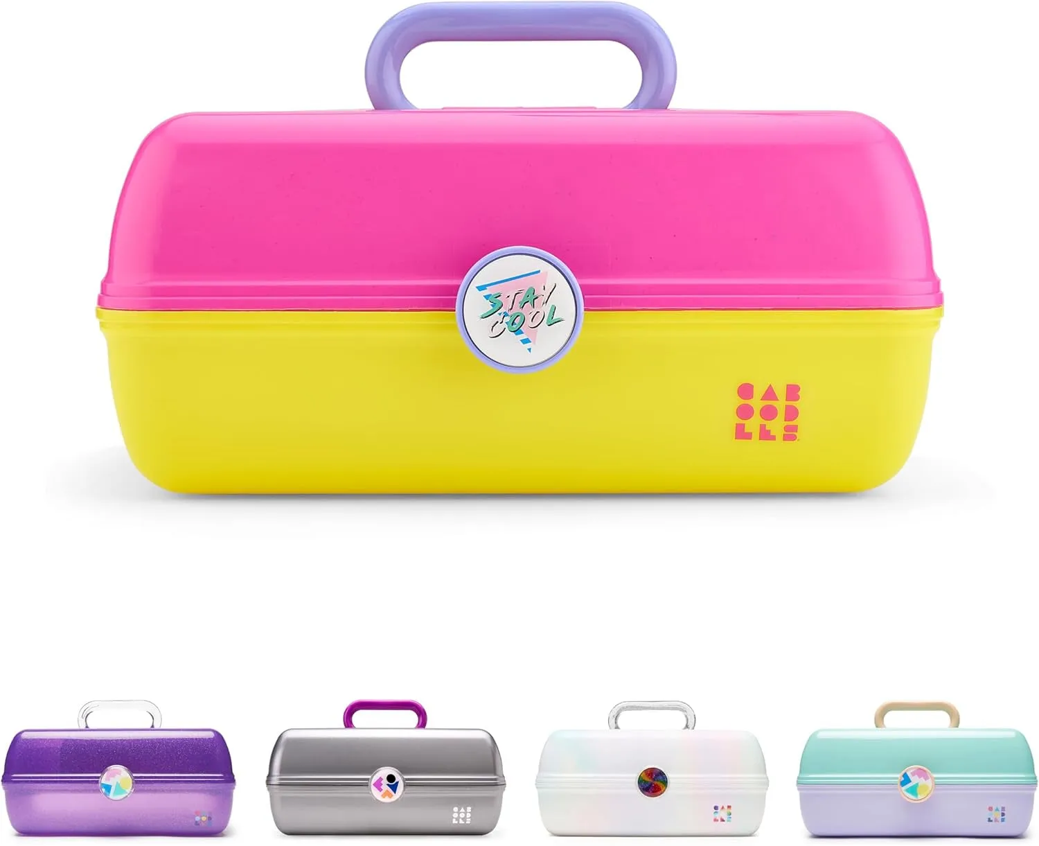 On-The-Go Girl Makeup Box, Hard Plastic Makeup Organizer Box, Built-In Mirror, Secure Latch for Safe Travel, Spacious Storage for Large Items