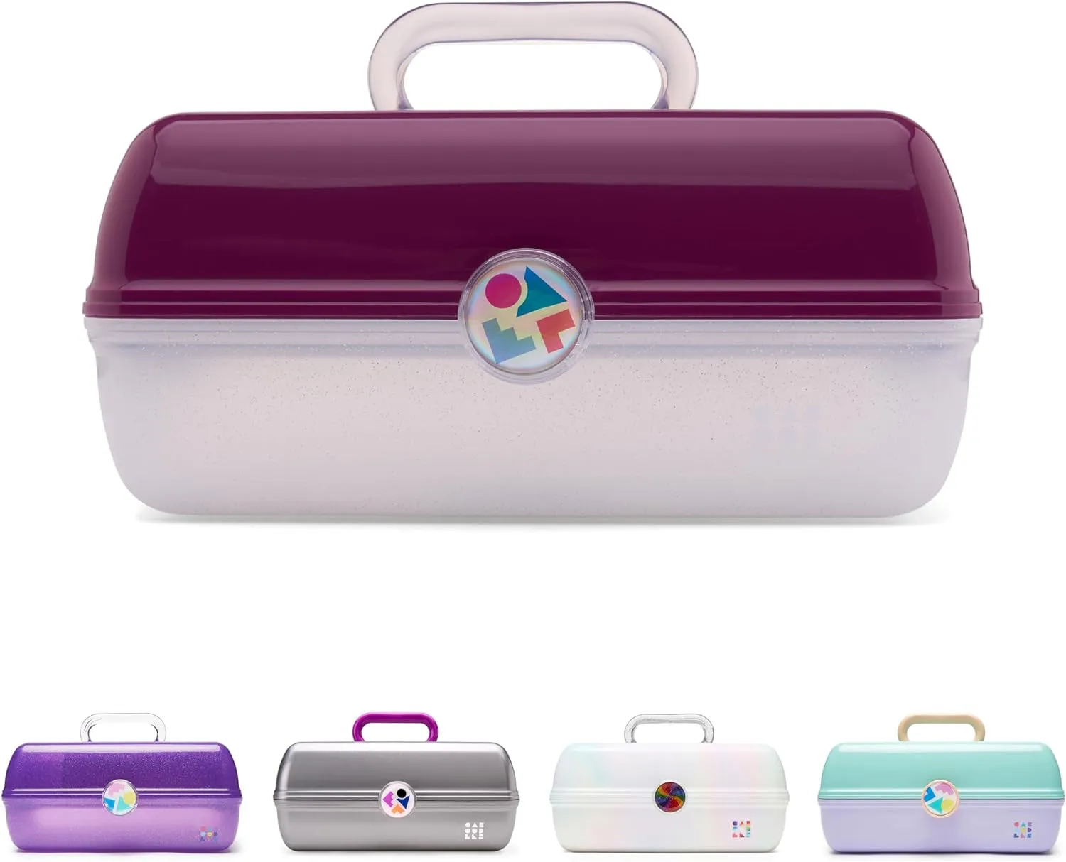 On-The-Go Girl Makeup Box, Hard Plastic Makeup Organizer Box, Built-In Mirror, Secure Latch for Safe Travel, Spacious Storage for Large Items