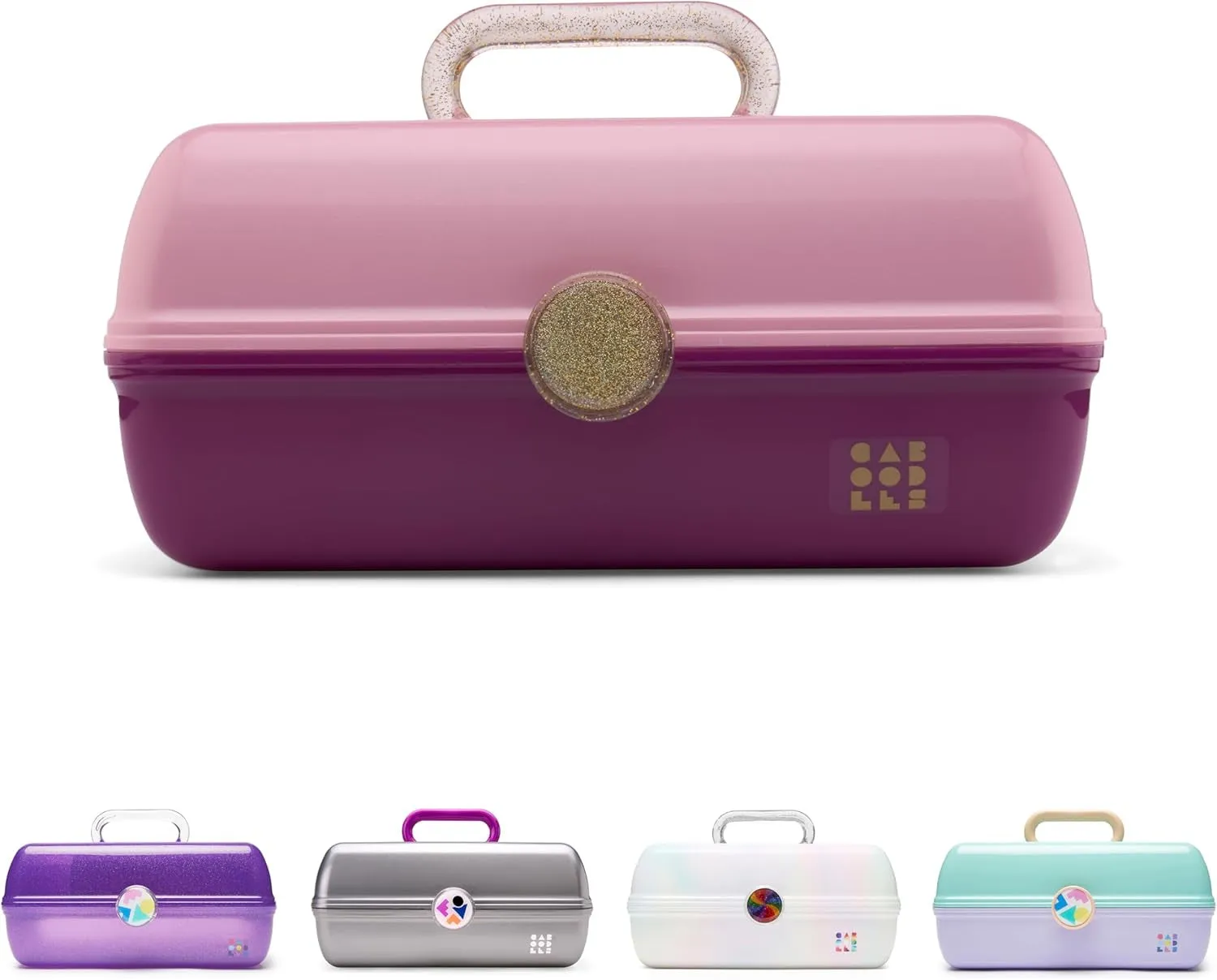On-The-Go Girl Makeup Box, Hard Plastic Makeup Organizer Box, Built-In Mirror, Secure Latch for Safe Travel, Spacious Storage for Large Items