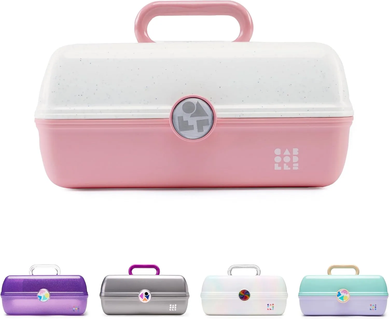 On-The-Go Girl Makeup Box, Hard Plastic Makeup Organizer Box, Built-In Mirror, Secure Latch for Safe Travel, Spacious Storage for Large Items