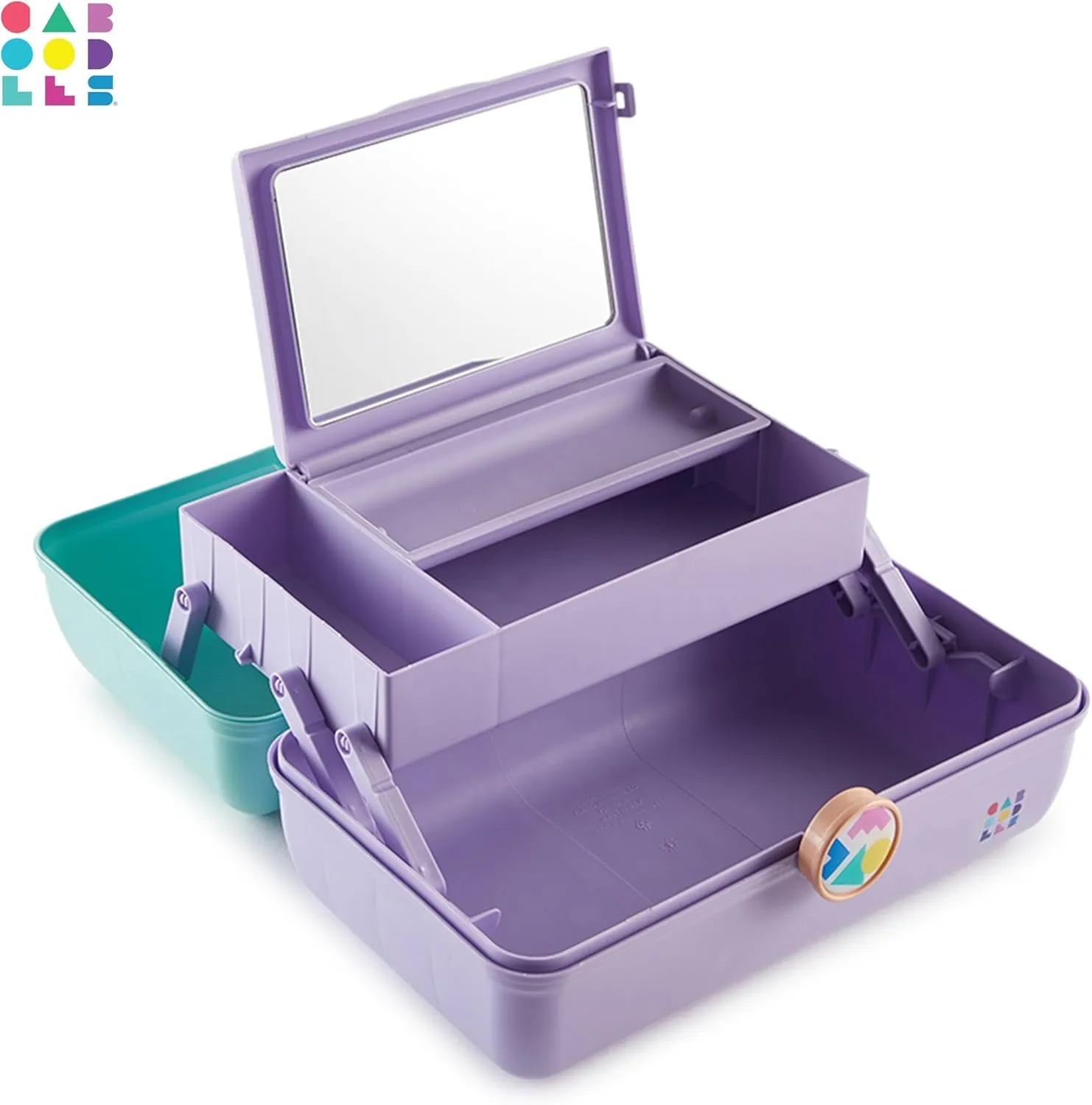 On-The-Go Girl Makeup Box, Hard Plastic Makeup Organizer Box, Built-In Mirror, Secure Latch for Safe Travel, Spacious Storage for Large Items