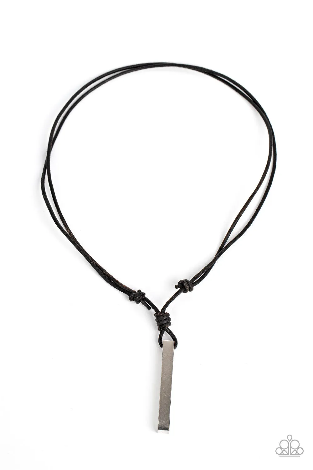Paparazzi - Mechanical Maintenance - Silver Black Necklace