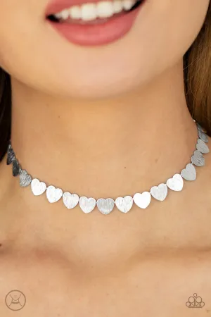 Paparazzi Playing HEART To Get Necklace Silver (choker)