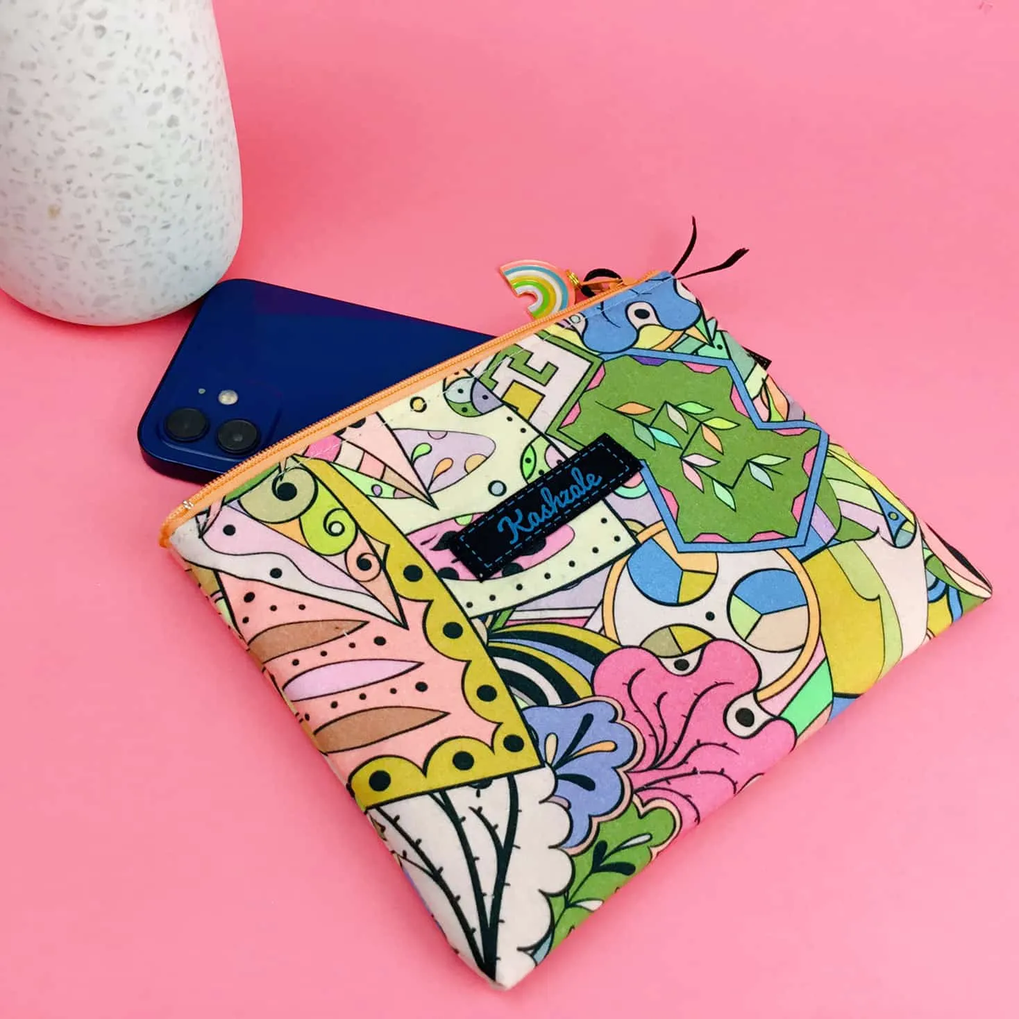Pastel Abstract Small Clutch, Small makeup bag.