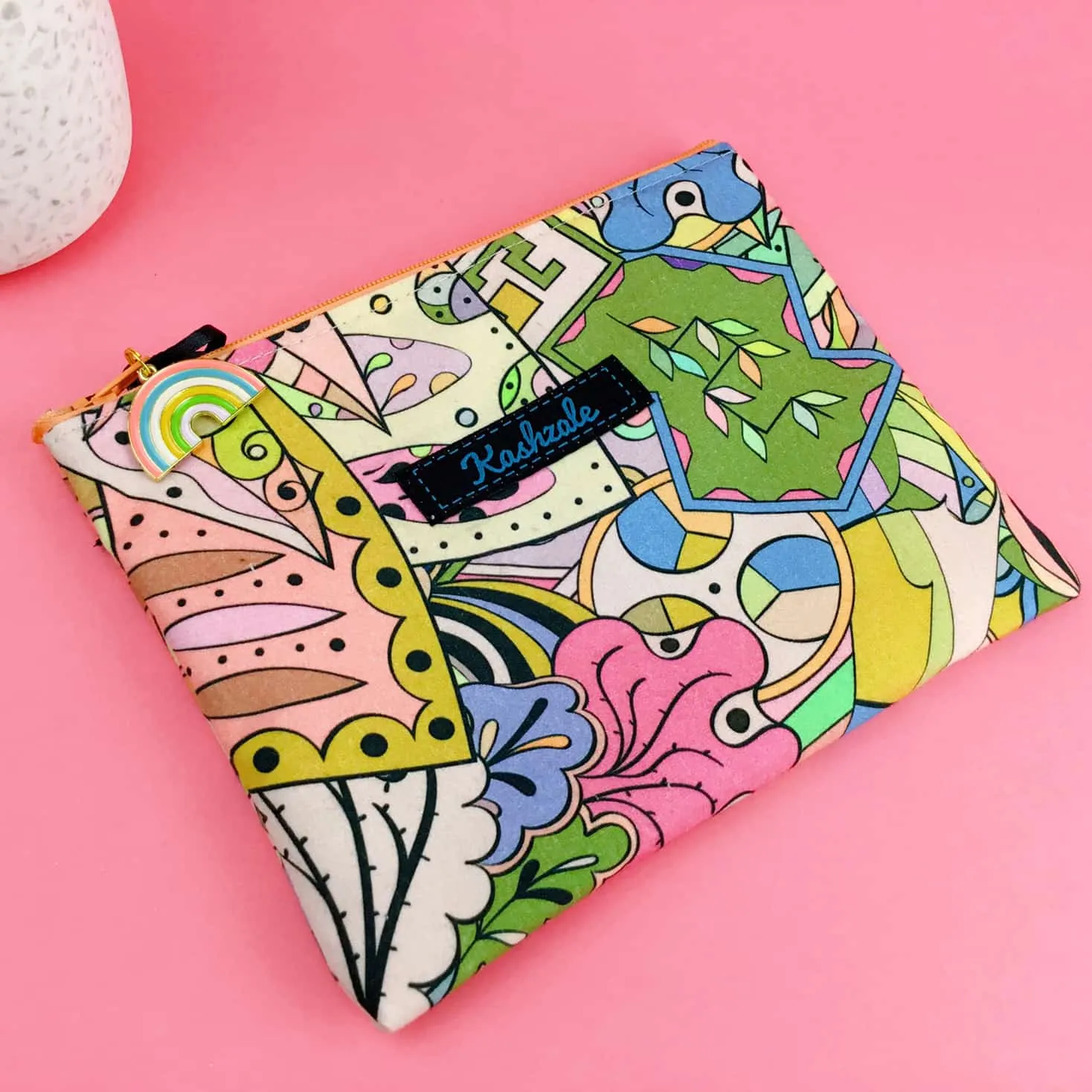 Pastel Abstract Small Clutch, Small makeup bag.
