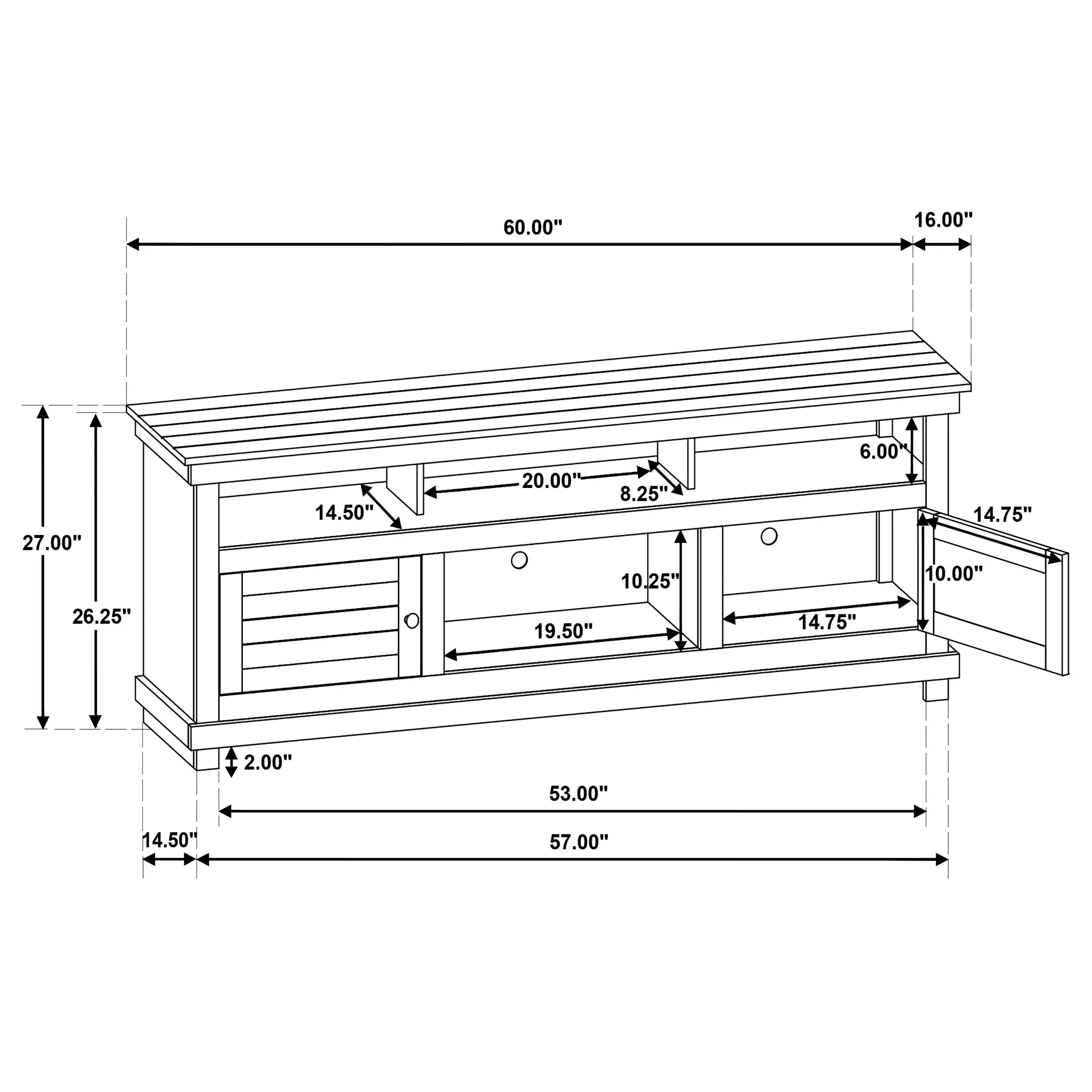 Payne 60-inch TV Stand Media Console Distressed White