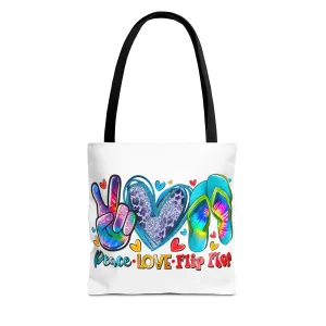 Peace Love Flip Flop Tote Bag