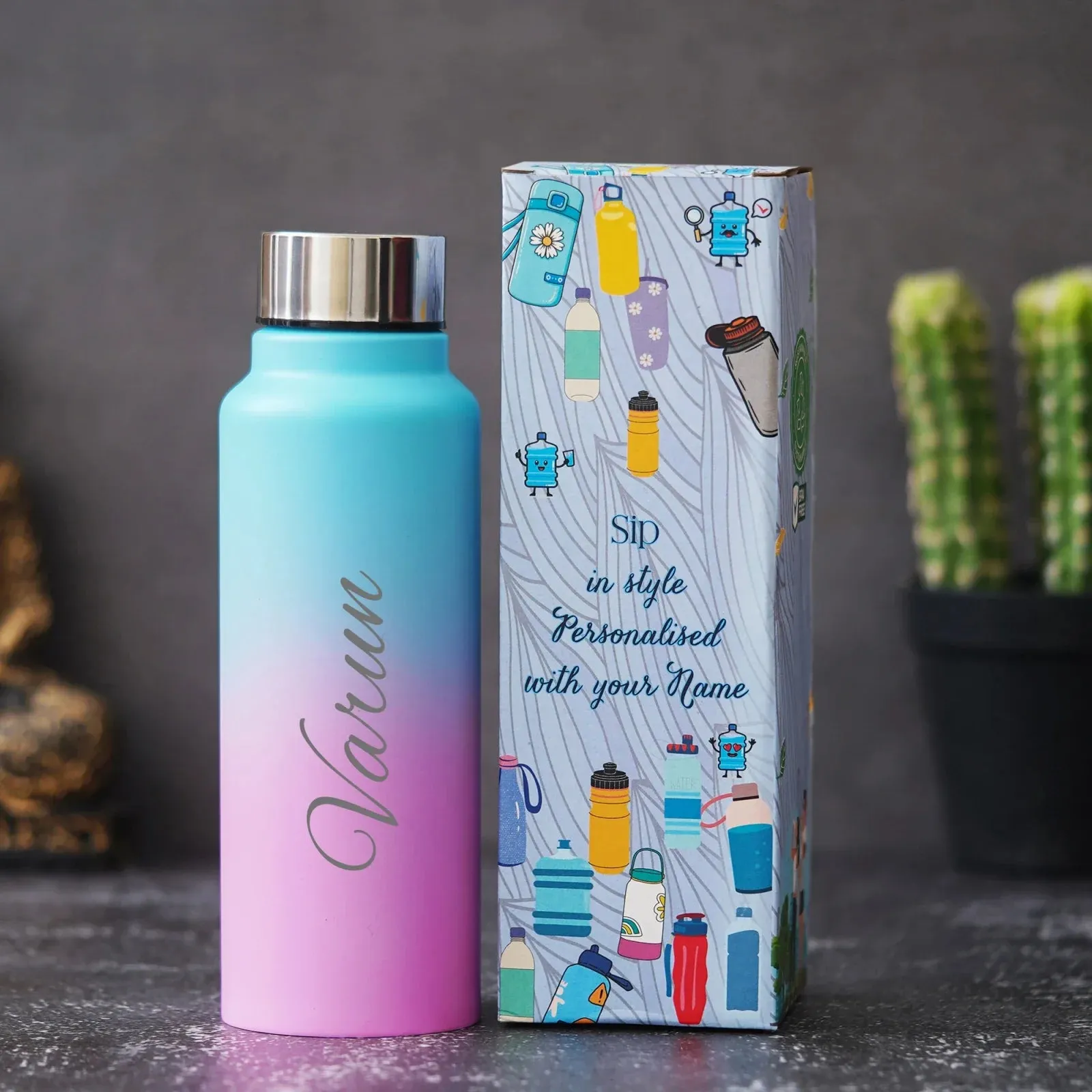 Personalized Perfect Water Bottle and Eyewear Case - Brown