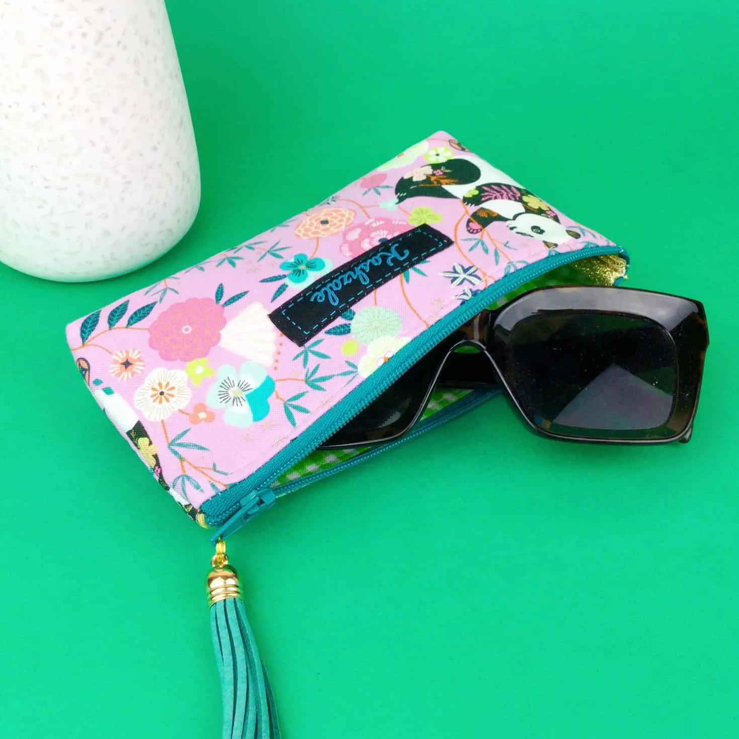 Pink Pandas Sunglasses bag, glasses case. Pink Glasses Case