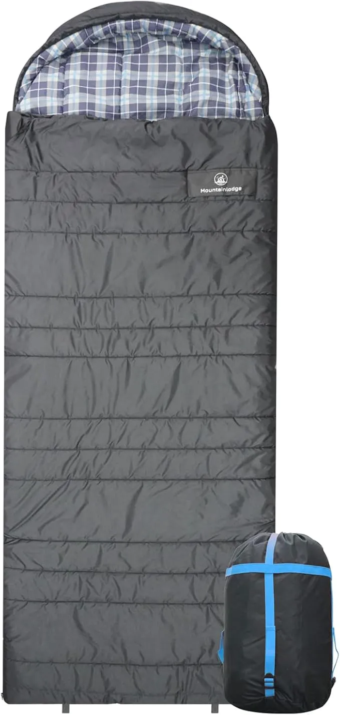 Polycotton Sleeping Bag for Adult&Kids,Cold&Warm Weather Large with Compression Sack and Water Resistant for Family Camping,Travel and Car Camping