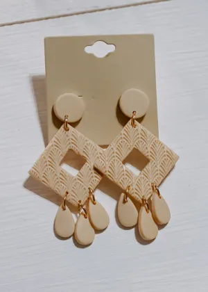 Polymer Clay Drop Earrings - Natural