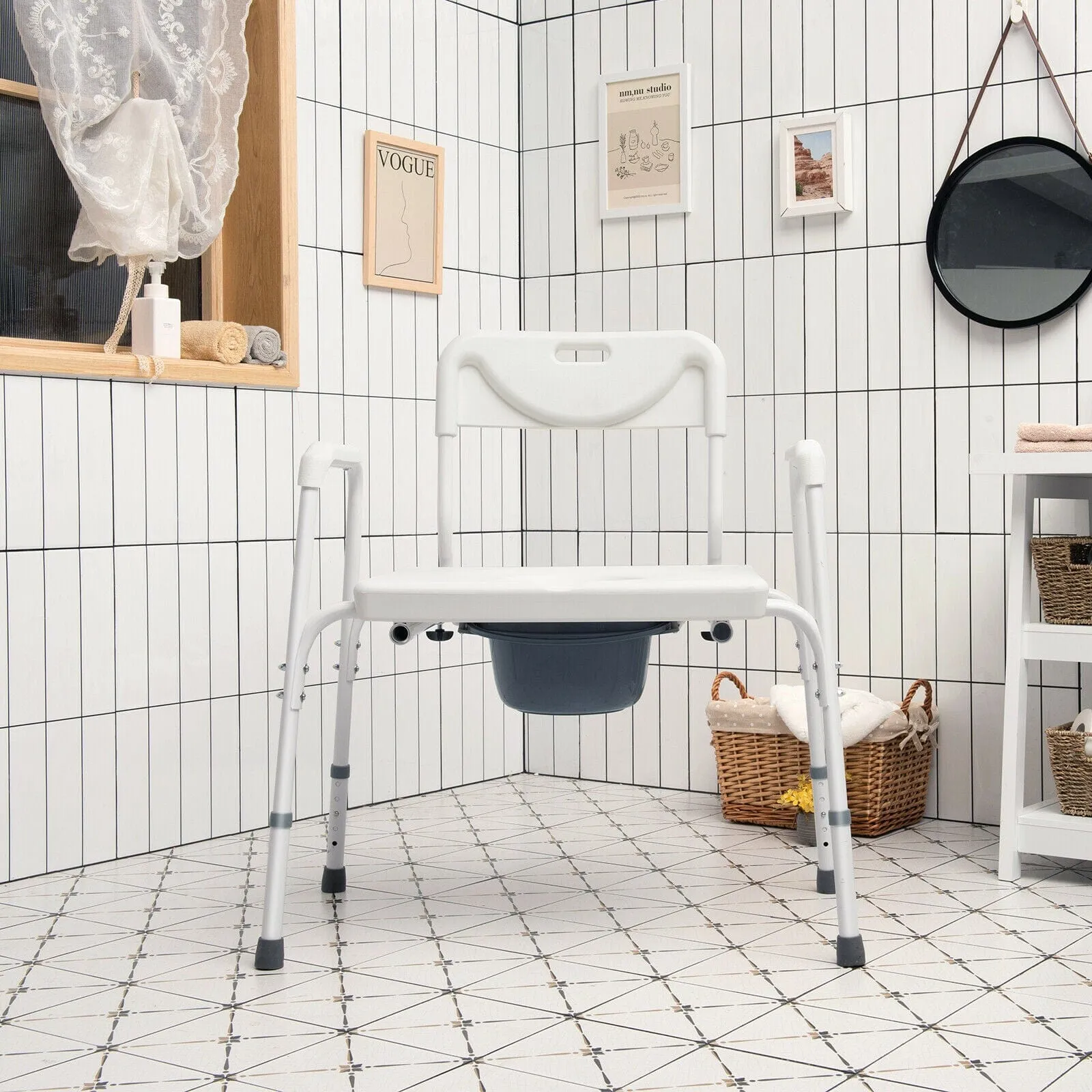 Portable 3 in 1 Bedside Toilet Commode Chair
