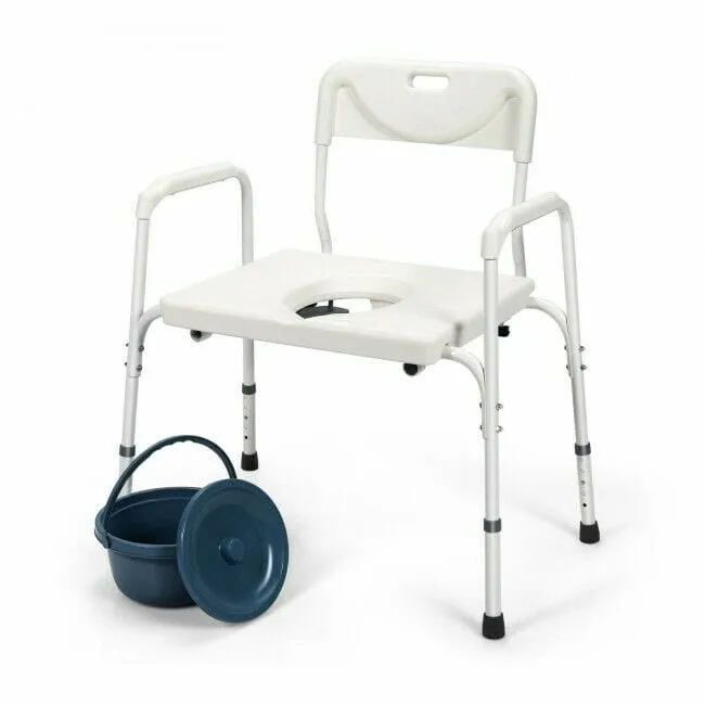 Portable 3 in 1 Bedside Toilet Commode Chair
