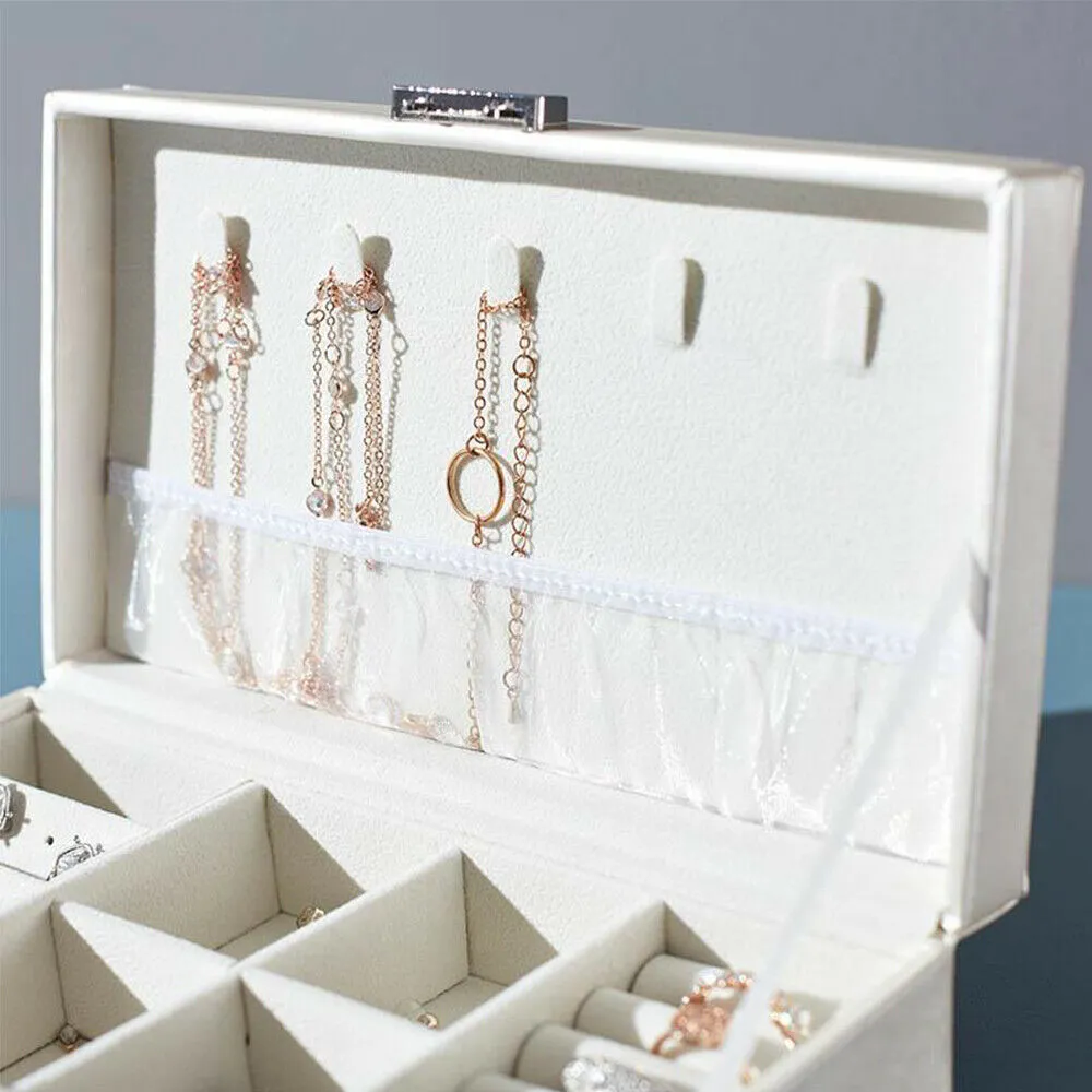 Portable Travel Jewelry Case Leather Necklace Storage Box Jewerly Organiser