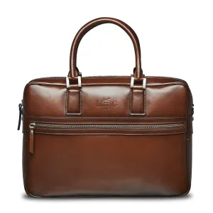 Porte-document en cuir cognac