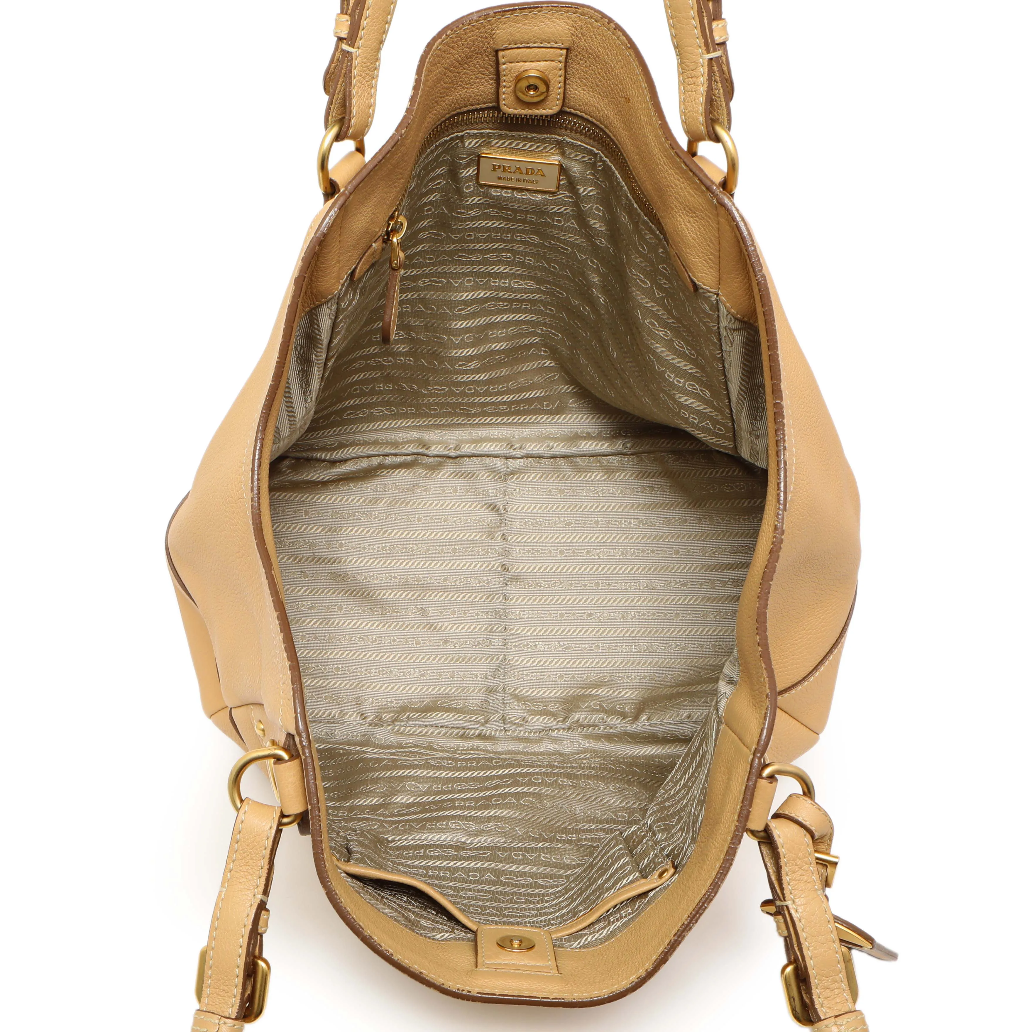 Prada Beige Vitello Daino Shoulder Bag