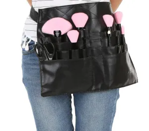 Professional Cosmetic Makeup Brush PVC Apron Bag Artist Belt Strap Protable Make up Bag Holder (Brushes not included)