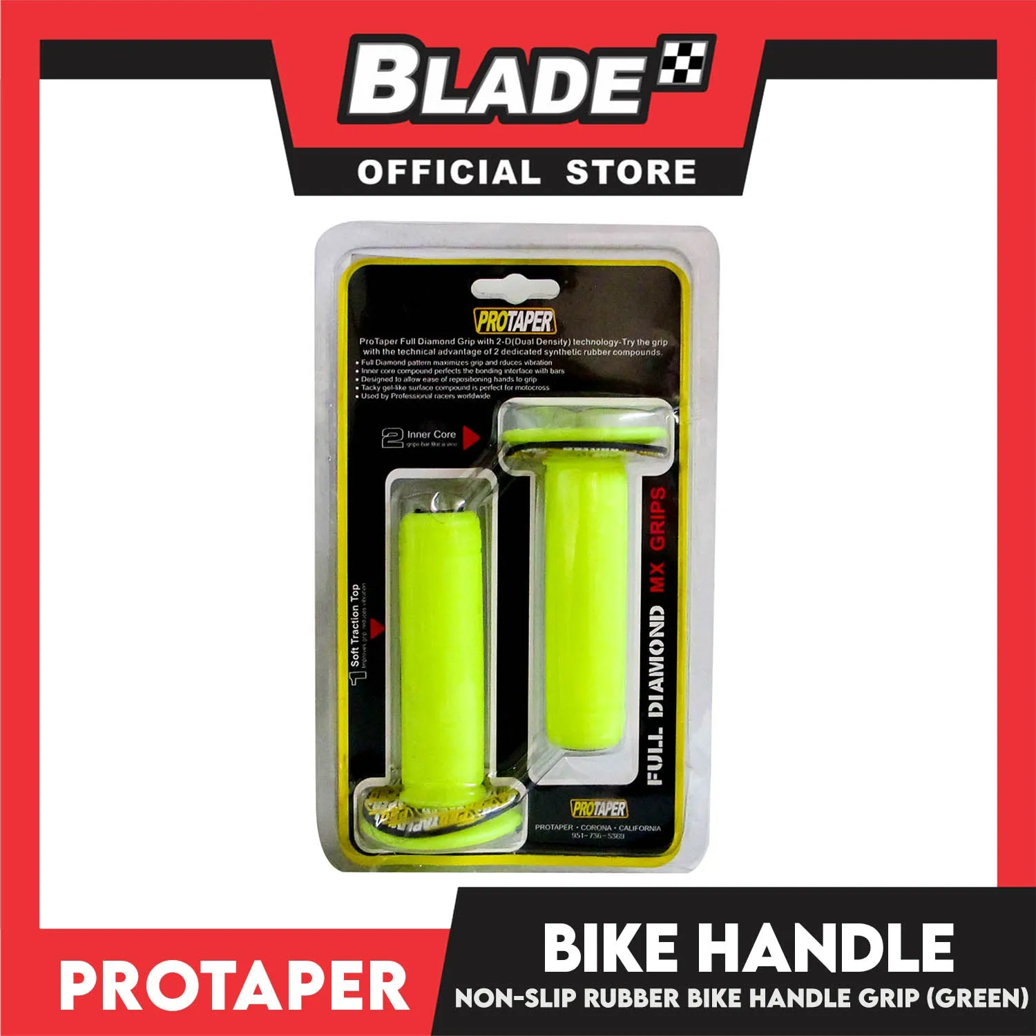 Protaper Rubber Bike Handle Grip (Yellow Green)
