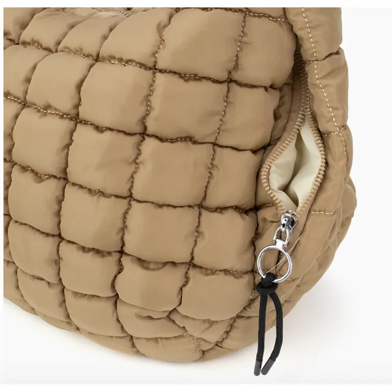 Puffer Hobo Tote- Black
